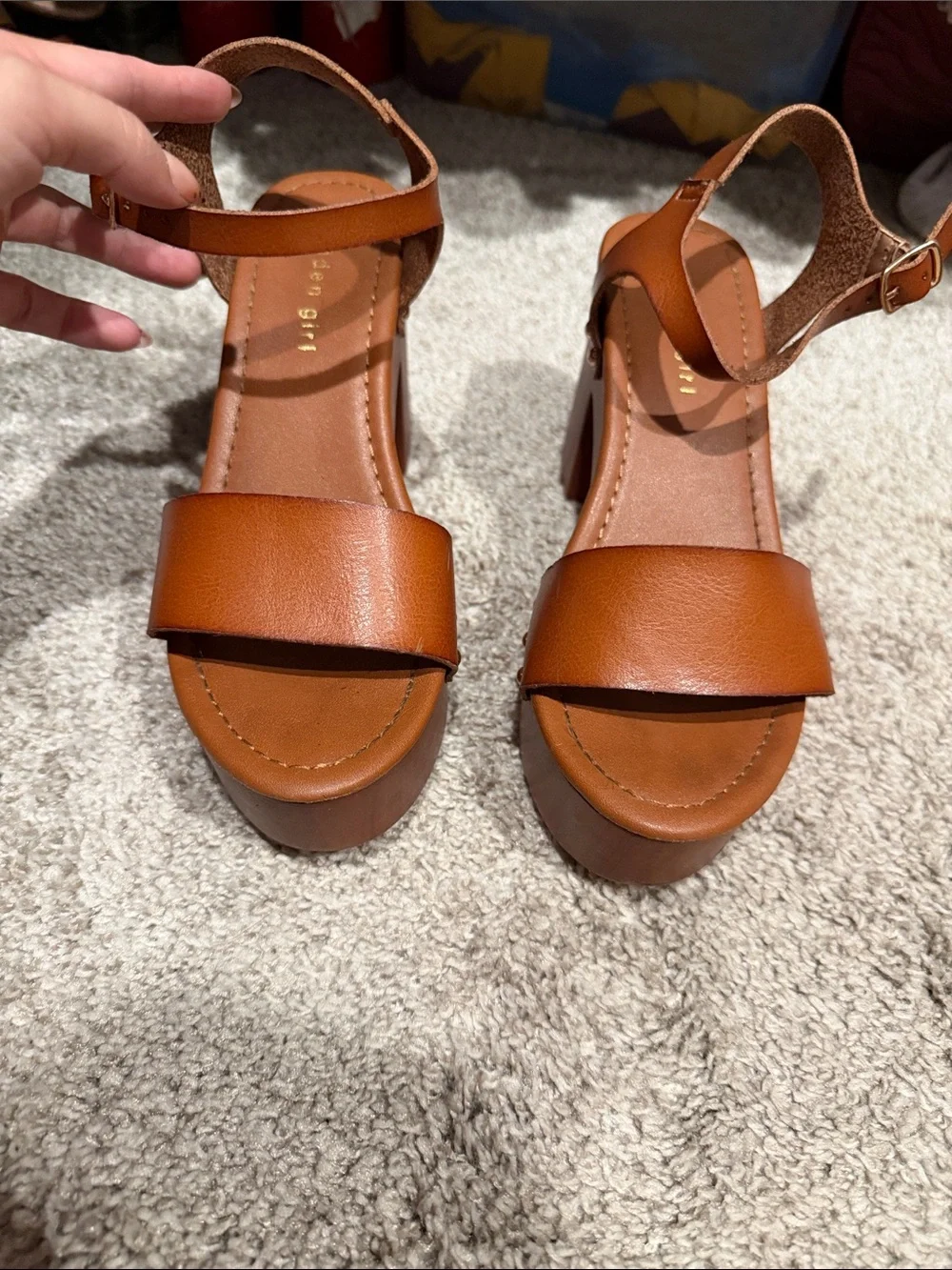 Madden Girl Cognac Platform Sandal with Ankle Strap